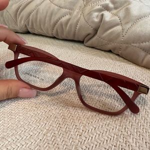 Burberry dark cherry red Matte plaid print rectangular prescription frames